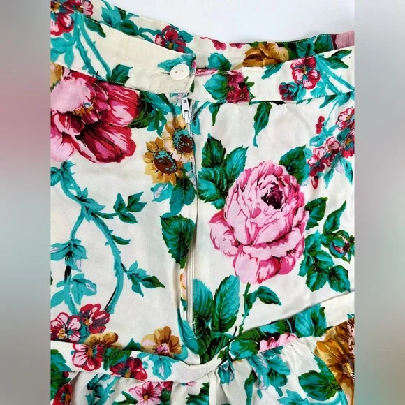 Vintage Floral Tiered Skirt Cottagecore Boho Midi A-Line Spring Summer [000351] - Picture 4 of 5